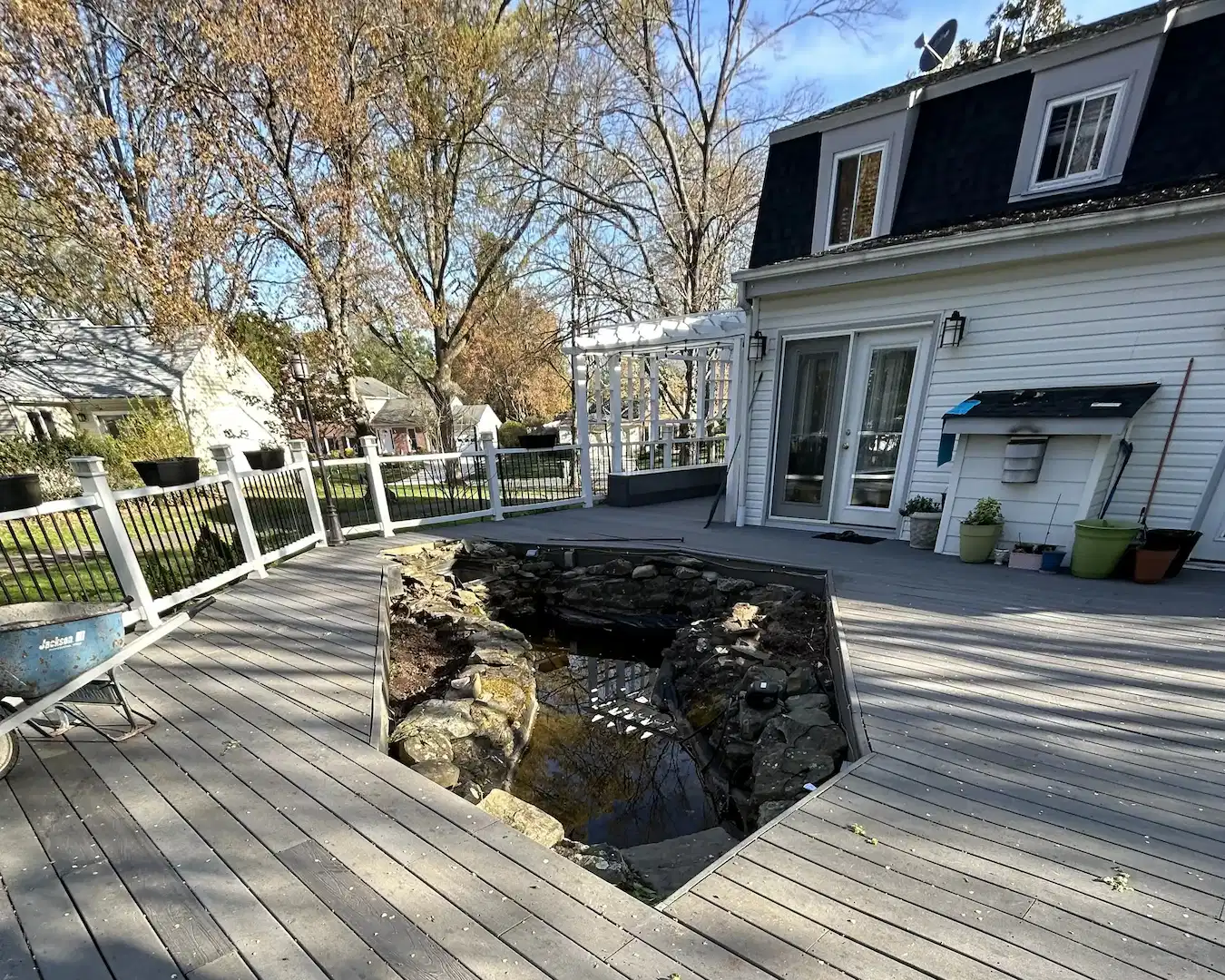 Backyard Deck with Fireplace Feature